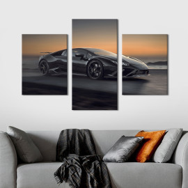 Картина Lamborghini Huracan EVO в чорному кольорі 141x90 см (1371-32)