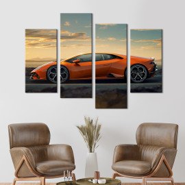 Картина Яскравий помаранчевий Lamborghini Huracan Evo 89x56 см (1249-42)