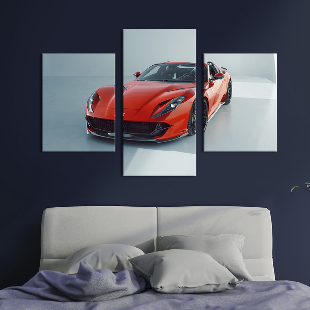 Картина Червоний Ferrari 812 GTS на білому тлі 66x40 см (1374-32)