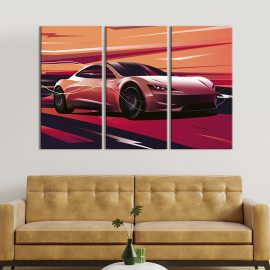 Картина Спортивний електромобіль Tesla Roadster 78x48 см (1404-31)