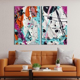 Картина Яскраві плями різних фарб на білому тлі 71x51 см (1100-2)