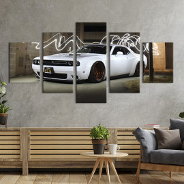 Картина Білий Dodge Challenger 112x54 см (89-52)