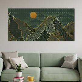 Картина Гори - Зелені скелі та сонце 50x25 см (K0035_M)