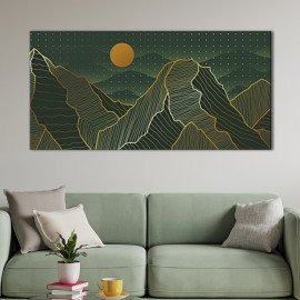 Картина Гори - Зелені скелі та сонце 50x25 см (K0035_M)