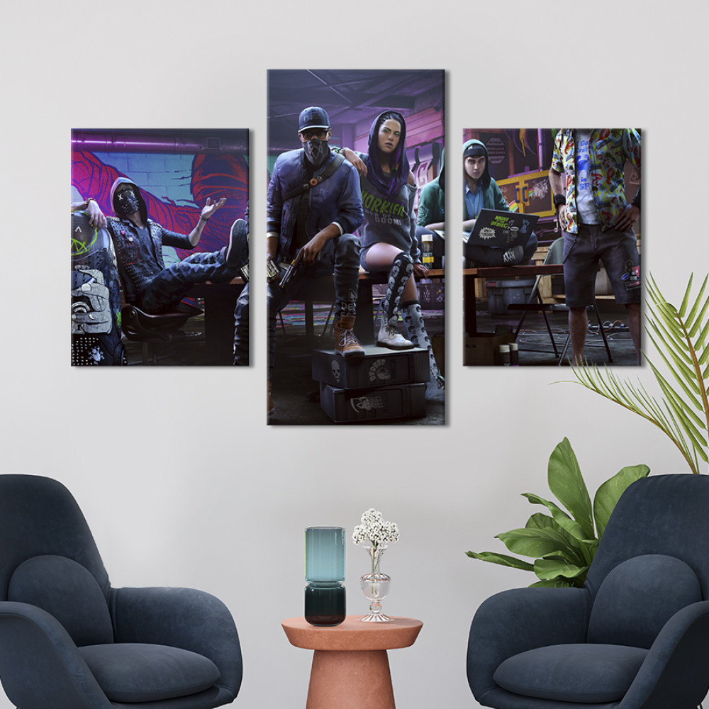 Картина Персонажі гри Watch Dogs 2 66x40 см (1434-32)