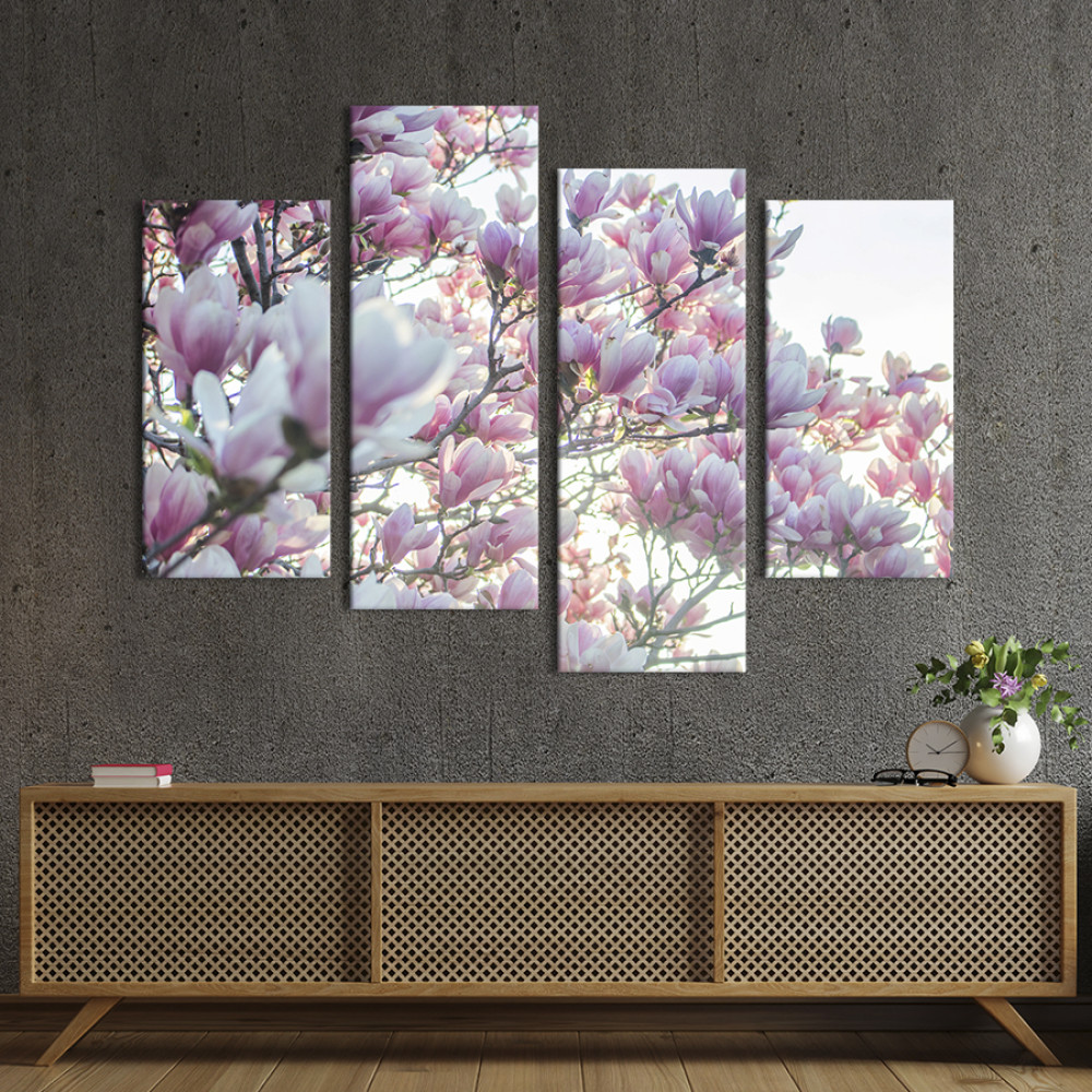 Картина квіти картина на полотні Ніжні квіти магнолії 89x56 см (967-42)