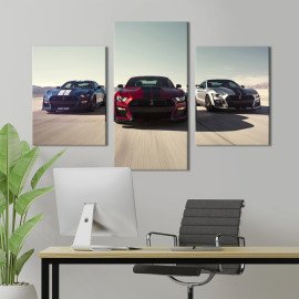 Картина Три розкішні авто Ford Mustang Shelby GT500 66x40 см (1262-32)