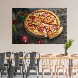 Картина для кухні кафе бару М'ясна піца 51x34 см (1549-1)