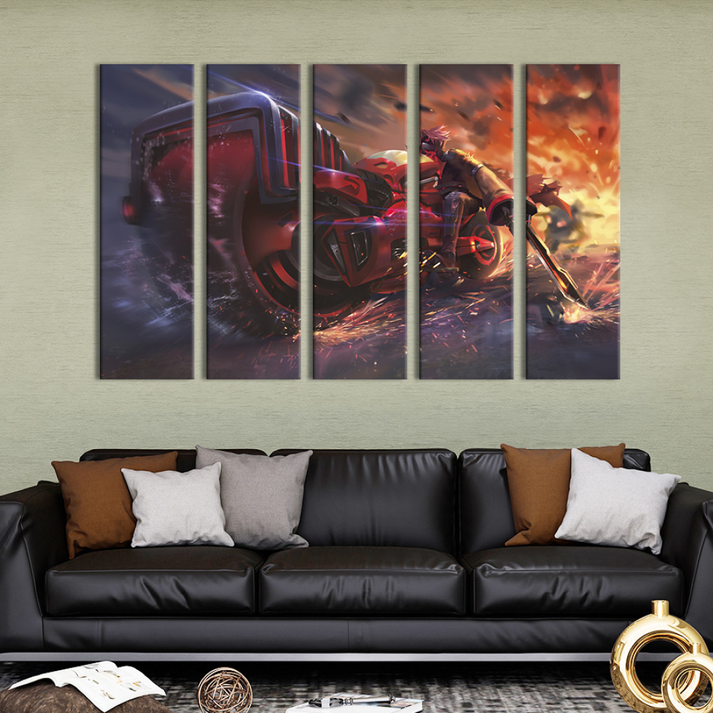 Картина Red motorcycle cyberpunk 132x80 см (695-51)