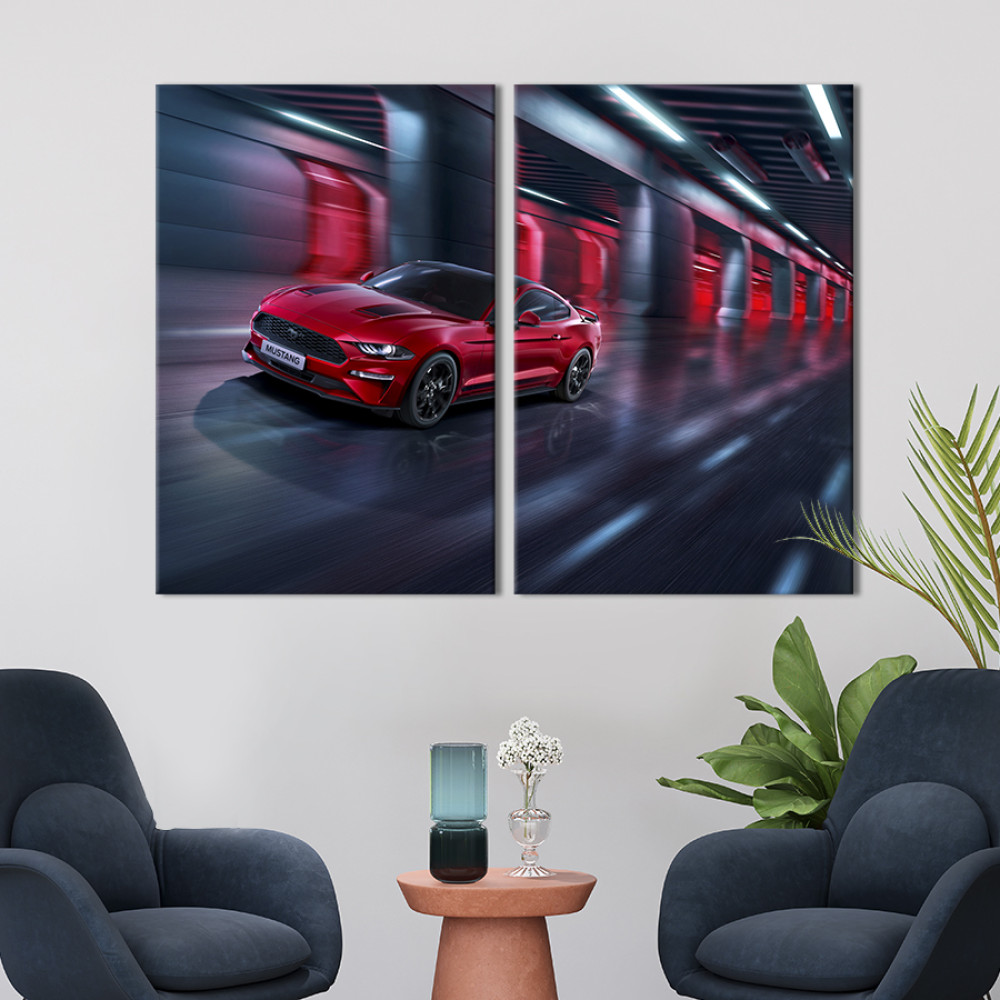 Картина Червоний Ford Mustang 71x51 см (1320-2)