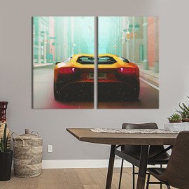 Картина Lamborghini на вулиці міста 71x51 см (1342-2)